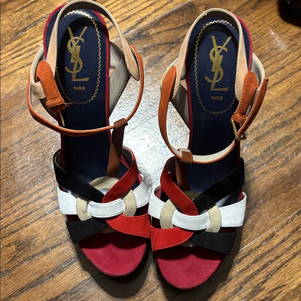 Red and Cream Strappy Heels